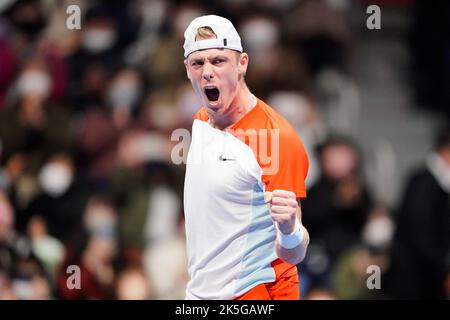 Tokio, Japan. 7. Oktober 2022. Denis Shapovalov (CAN), 7. Oktober 2022 - Tennis : Einzel-Viertelfinale zwischen Denis Shapovalov (CAN) 2-0 Borna Coric (CRO) im Ariake Colosseum während der Rakuten Japan Open Tennis Championships 2022 in Tokio, Japan. Quelle: SportsPressJP/AFLO/Alamy Live News Stockfoto