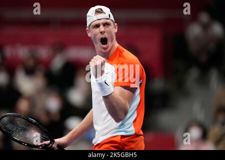 Ariake Colosseum, Tokio, Japan. 7. Oktober 2022. Denis Shapovalov (CAN), 7. OKTOBER 2022 - Tennis : Rakuten Japan Open Tennis Championships 2022 Männer Einzel Viertelfinale im Ariake Colosseum, Tokio, Japan. Quelle: Naoki Morita/AFLO SPORT/Alamy Live News Stockfoto