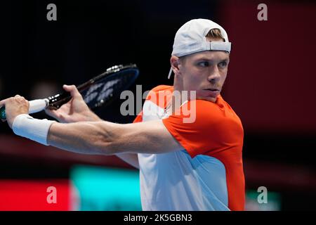 Ariake Colosseum, Tokio, Japan. 7. Oktober 2022. Denis Shapovalov (CAN), 7. OKTOBER 2022 - Tennis : Rakuten Japan Open Tennis Championships 2022 Männer Einzel Viertelfinale im Ariake Colosseum, Tokio, Japan. Quelle: Naoki Morita/AFLO SPORT/Alamy Live News Stockfoto