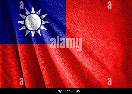 Taiwan-Flagge auf Handtuchoberfläche Abbildung mit, Ländersymbol Stockfoto