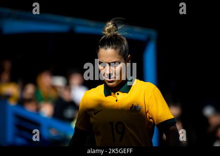 London, Großbritannien. 08. Oktober 2022. Katrina Gorry (19 Australien) während des Internationalen Freundschaftsspiels zwischen Australien und Südafrika auf Kingsmeadow in London, England. (Liam Asman/SPP) Quelle: SPP Sport Press Photo. /Alamy Live News Stockfoto