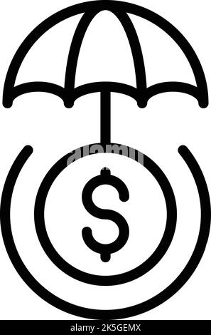 Symbolumrissvektor für gesicherte Darlehen. Geldkosten. Bankmanagement Stock Vektor