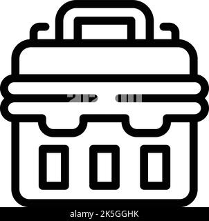 Vektorgrafik für die Kontur des Toolkits. Werkzeugkasten. Kit öffnen Stock Vektor