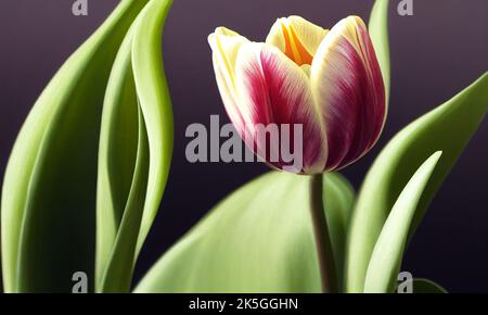 Nahaufnahme Tulpenblüten auf schwarzem Hintergrund Stockfoto