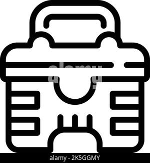 Umrissvektor für Werkzeugkiste-Symbol. Werkzeugkasten. Kit öffnen Stock Vektor