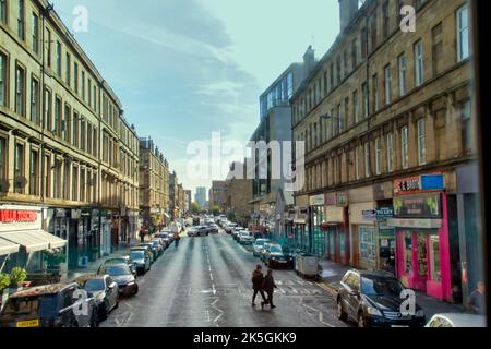 Argyle Street finnieston Blick hinunter in die Innenstadt der gentrified Ikone der Stadt Stockfoto