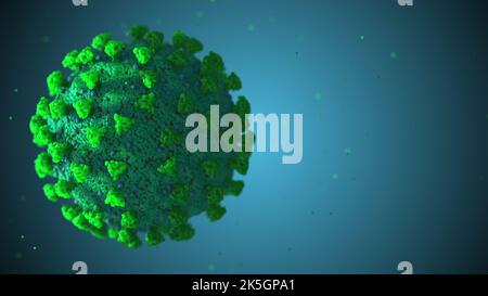 Coronavirus-Partikel, Abbildung. SARS-CoV-2 ist ein umhülltes RNA-Virus (Ribonukleinsäure). Innerhalb der Membran befinden sich Spike-Proteine, Membranproteine und Hüllproteine. SARS-CoV-2 verursacht die Atemwegsinfektion Covid-19, die zu einer tödlichen Lungenentzündung führen kann. Stockfoto