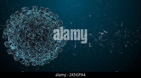 Coronavirus-Partikel, Abbildung. SARS-CoV-2 ist ein umhülltes RNA-Virus (Ribonukleinsäure). Innerhalb der Membran befinden sich Spike-Proteine, Membranproteine und Hüllproteine. SARS-CoV-2 verursacht die Atemwegsinfektion Covid-19, die zu einer tödlichen Lungenentzündung führen kann. Stockfoto
