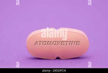 Atomoxetin-Pille, konzeptuelles Bild. Stockfoto