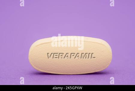 Verapamil Pille, konzeptuelles Bild. Stockfoto