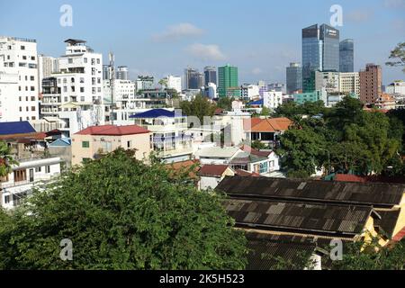 Panoramablick auf das Stadtzentrum von Phnom Penh Stockfoto