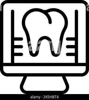 Vektorgrafik für die Symbolumrisse des Dentalmonitors. Diamantzahn. Ringlippen Stock Vektor