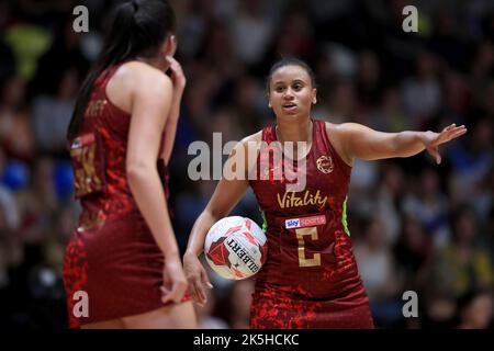 Englands Imogen Allison beim Vitality-Netball in der Copper Box Arena, London. Bilddatum: Samstag, 8. Oktober 2022. Stockfoto