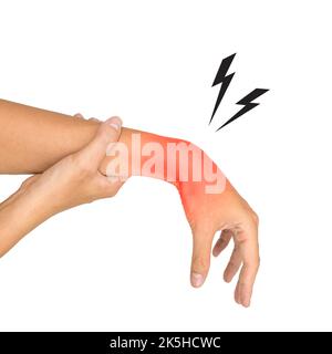 Entzündung des Handgelenks. Konzept von Gelenkschmerzen oder Arthrose. Stockfoto