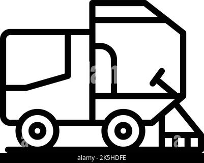 Vektorgrafik für die Symbolumrisse des Flüssigkeits-Clean-Fahrzeugs Straßenreinigung. Maschinenstaub Stock Vektor