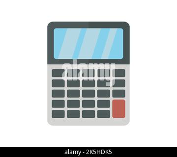 Taschenrechner mit Display, Logo des elektronischen Taschenrechners. Rechner auf weißem Hintergrund. Vektordesign für mathematische, Kosten-, Steuer- oder Investitionsberechnungen Stock Vektor