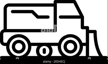 Umrissvektor für das Symbol für die Kehrmaschine. LKW. Reinigungsmaschine Stock Vektor