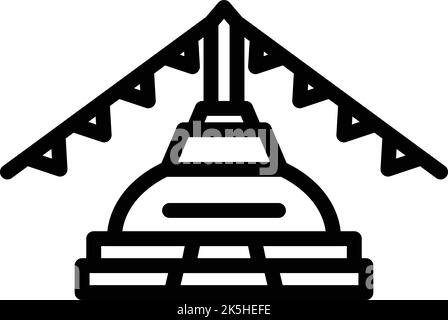 Stupa-Gebäude Symbol skizzieren Vektor. Skyline von Nepal. Tempelkultur Stock Vektor