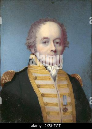 Vizeadmiral William Bligh (1754 – 1817) Offizier der Royal Navy und Kolonialverwalter. Porträt von Alexander Huey (1814) die Meuterei auf der HMS Bounty ereignete sich 1789, als das Schiff unter seinem Kommando stand Stockfoto