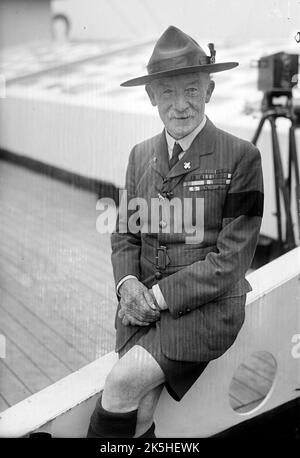 Baden Powell, Lord Baden Powell, Gründer und erster Chief Scout der weltweiten Scout-Bewegung Robert Baden Powell. Generalleutnant Robert Stephenson Smyth Baden-Powell, 1. Baron Baden-Powell, (1857 – 1941) Gründer der Pfadfinder- und Pfadfinderbewegung, Offizier der britischen Armee, Schriftsteller, Gründer und erster Chief Scout der weltweiten Pfadfinderbewegung, Baden-Powell Stockfoto