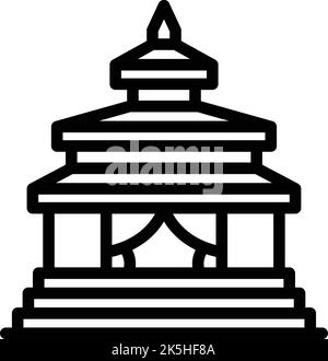 Asiatische Tempel Symbol Umriss Vektor. Kultur der Wahrzeichen. Nepalesische Stupa Stock Vektor