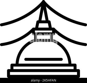 Stupa-Symbol Umriss-Vektor. Kultur der Wahrzeichen. Reisen nach Asien Stock Vektor