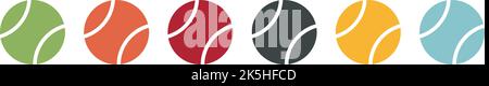 Gruppe von farbigen Tennisball-Symbolen Stock Vektor