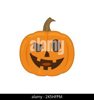 Halloween Kürbis ist in einem Cartoon-Stil isoliert auf einem weißen Hintergrund. Halloween-Deko-Artikel Stock Vektor