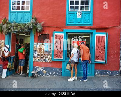 Colouful alte Häuser in santa cruz de la palma spanien, las palma, la palma, las palma Altstadt, Fort in las palma, las palmas de gran caneria Stockfoto