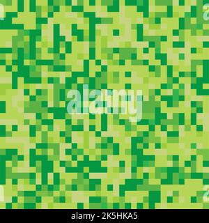 Pixel Mosaik nahtloses Muster. Wiederholende Textur mit grünen quadratischen Punkten. Geometrischer Vektorhintergrund. Stock Vektor