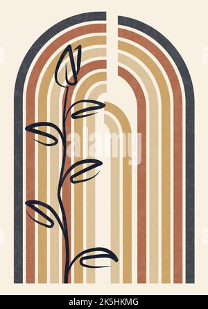 Abstraktes Poster mit farbenfroher Bogenillustration im Boho-Stil. Stock Vektor