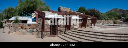 Das Äußere von Frank Lloyd Wrights Taliesin West's Garden Room Stockfoto