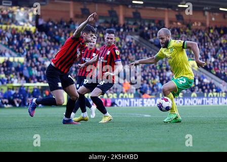 Norwich, Großbritannien. 08. Oktober 2022. Teemu Pukki aus Norwich City in Aktion während des Sky Bet Championship-Spiels zwischen Norwich City und Preston North End in der Carrow Road am 8. 2022. Oktober in Norwich, England. (Foto von Mick Kearns/phcimages.com) Credit: PHC Images/Alamy Live News Stockfoto