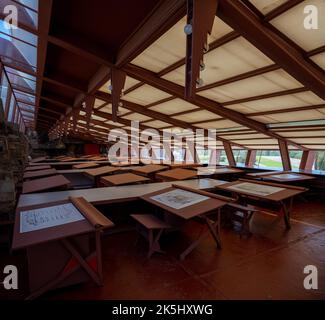 Der Designraum des Taliesin West-Hauses von Frank Lloyd Wright Stockfoto