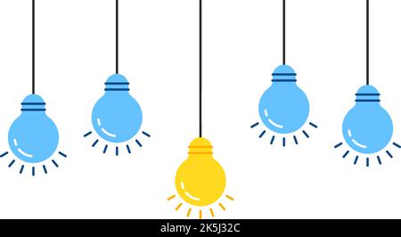 Set von Glühbirnen mit einer einzigartigen Idee Stock Vektor