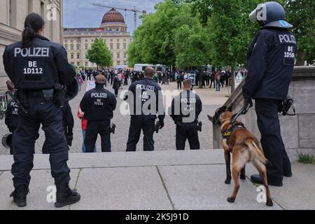 Deutschland, Berlin, 23. 05. 2020, HygieneDemo, Demonstranten werden von der Polizei im Alten Museum gestoppt Stockfoto