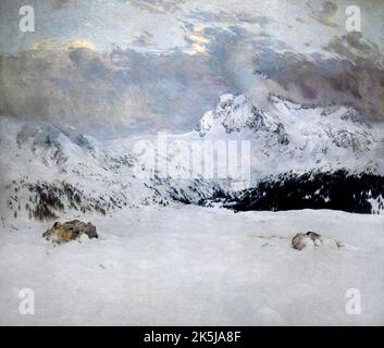 La prima neve (der erste Schnee) (1907) von Cesare Maggi (1881-1961). Öl auf Leinwand. National Gallery of Modern Art, Rom, Italien. Stockfoto