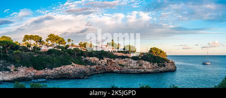 Sonnenuntergang über Cala Anguila, Porto Cristo, Mallorca, Spanien, Europa Stockfoto