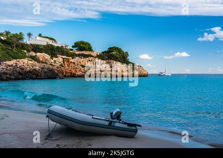 Sonnenuntergang über Cala Anguila, Porto Cristo, Mallorca, Spanien, Europa Stockfoto