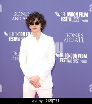 Timothee Chalamet nimmt an der Premiere von „Bones & All“ während des BFI London Film Festival 66. in der Royal Festival Hall Teil Stockfoto