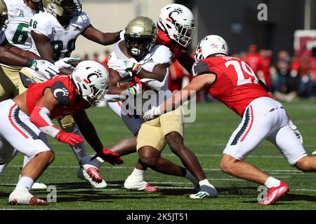 Cincinnati, Ohio, USA. 8. Oktober 2022. South Florida Bulls RB K'Wan Powell während eines NCAA-Fußballspiels zwischen den Cincinnati Bearcats und den Indiana Hoosiers im Nippert Stadium in Cincinnati, Ohio. Kevin Schultz/CSM/Alamy Live News Stockfoto