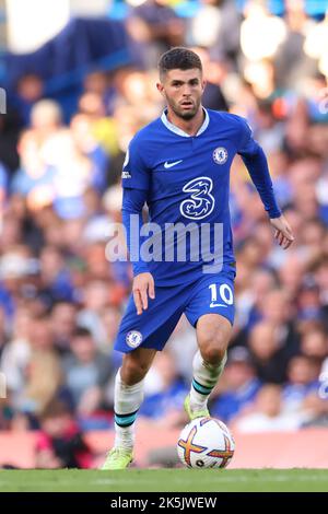 8.. Oktober 2022; Stamford Bridge, Chelsea, London, England:Premier League Football, Chelsea gegen Wölfe: Christian Pulisic aus Chelsea Stockfoto