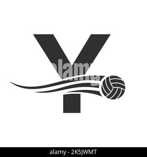 Buchstabe Y Volleyball Logo Design für Volley Ball Club Symbol Vektor-Vorlage. Vorlage Für Volleyball-Zeichen Stock Vektor