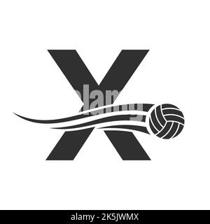 Buchstabe X Volleyball Logo Design für Volley Ball Club Symbol Vektor-Vorlage. Vorlage Für Volleyball-Zeichen Stock Vektor