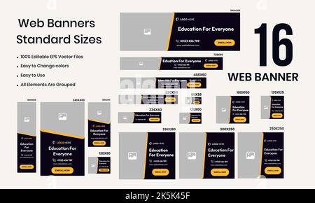 Bildungssystem Web Set Banner Design Für Social Media Post Stock Vektor