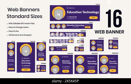 Education Technology Web Bundle Design Für Social Media Post Stock Vektor