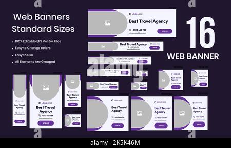 Best Travel Agency Wed Set Banner Design Template Für Social Media Stock Vektor