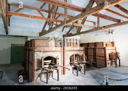 Dachau, Deutschland - 4. Juli 2011 : Gedenkstätte Konzentrationslager Dachau. Nazi-Konzentrationslager von 1933 bis 1945. Feuerungsöfen. Stockfoto