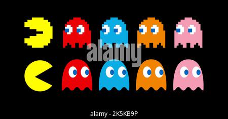 Pacman klassische Arcade-Spiel im Vektor-Format Stock Vektor