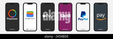 Top Payment Services virtuell auf Smartphone-Bildschirm im Vektorformat Stock Vektor